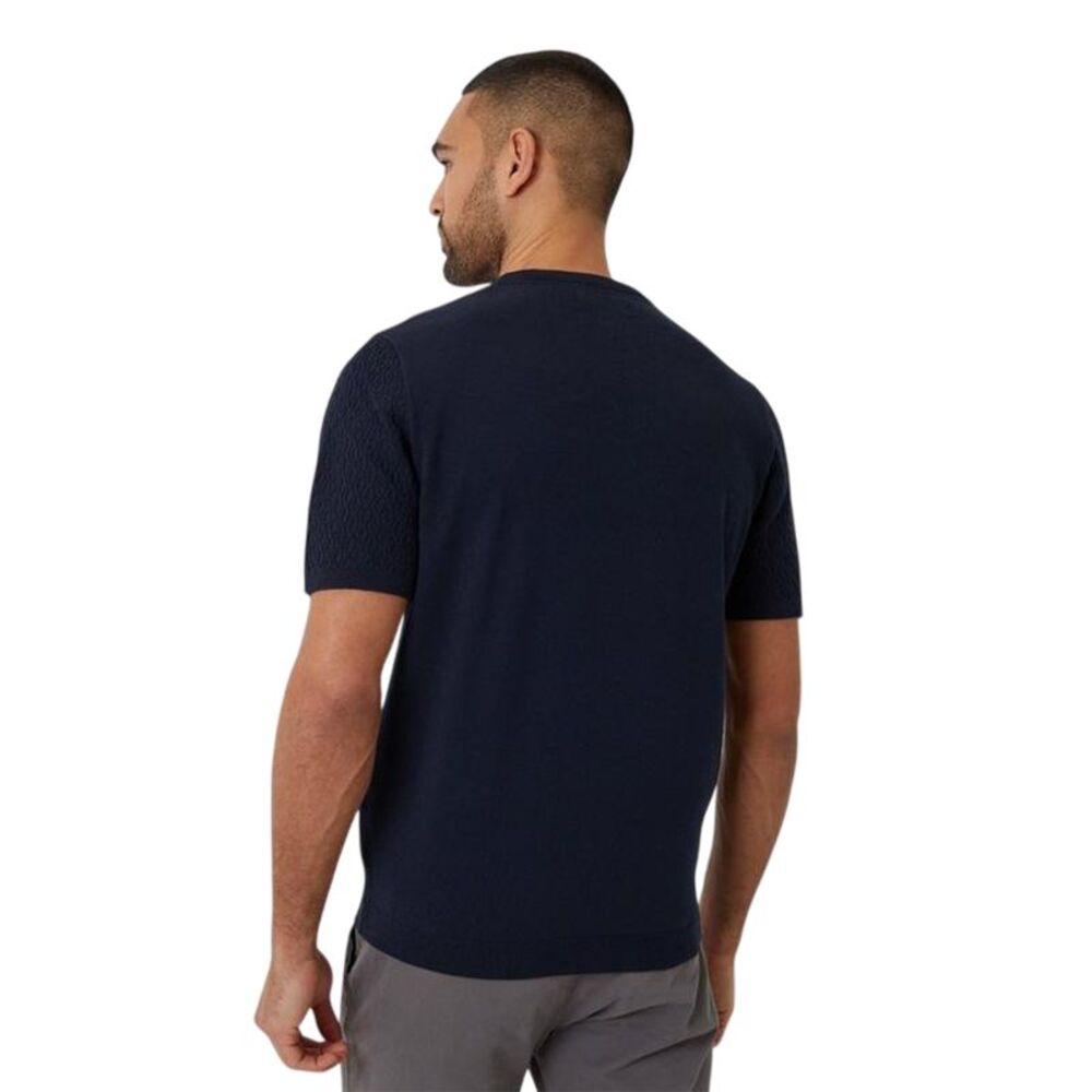 Threadbare Mens Textured Rib Knit Regular T-Shirt / Navy - Picture 2 of 2